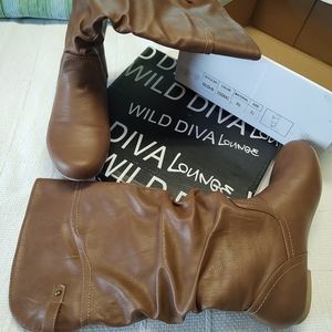 WILD DIVA LOUNGE 7 1/2 Cognac Boots